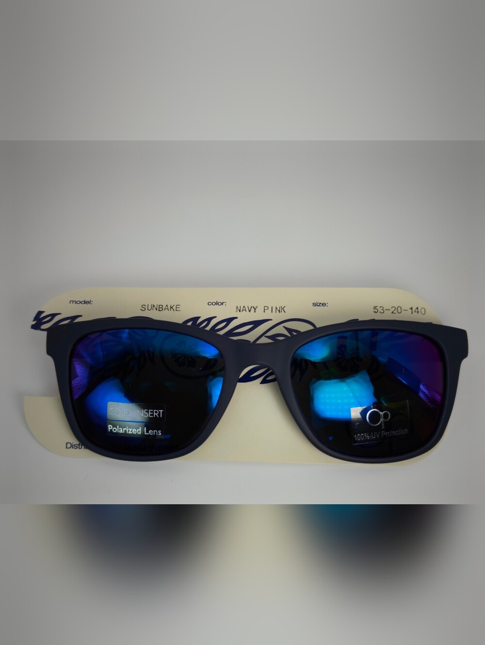 OP. Ocean Pacific.Navy Pink Frame Sunglasses with Blue Mirrored Polarized Lenses